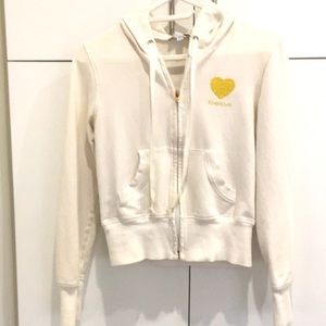 COPY - BEBE White Zip-Up Hoodie with Gold Glittery Heart